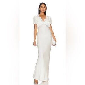 X REVOLVE LAUREN GOWN IN OFF WHITE